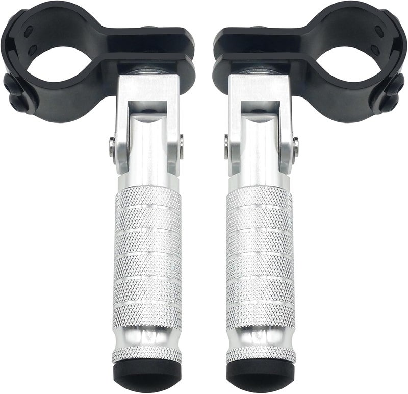 VUOZIP M8 Anti-Skid CNC Universal Motorcycle Foot Pegs Degree Foldable Footpegs Footrest,Upgrade Passenger Pedal For Mini Bike Dirt Pit Bike Electric Car Motorbike Honda Suzuki Yamaha Kawasaki (Silver) - Image 2